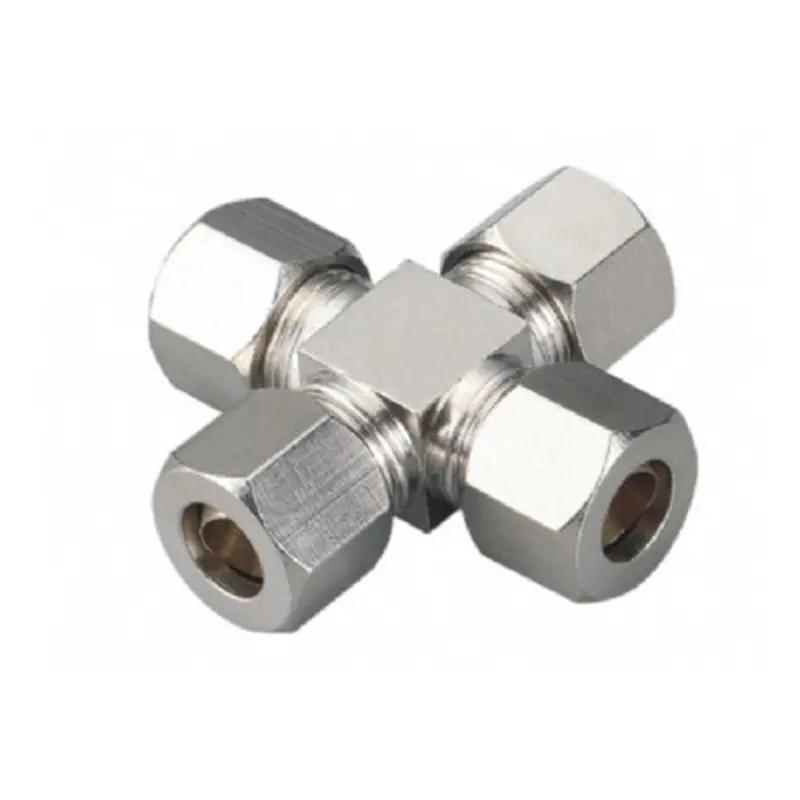 Four-Way Union Tube Fitting with Socket Cap Screw